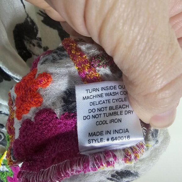 Ivy Jane Floral Print Tunic Top Sz S Viscose Floral Crochet Boho Hippie Peasant - Picture 9 of 12